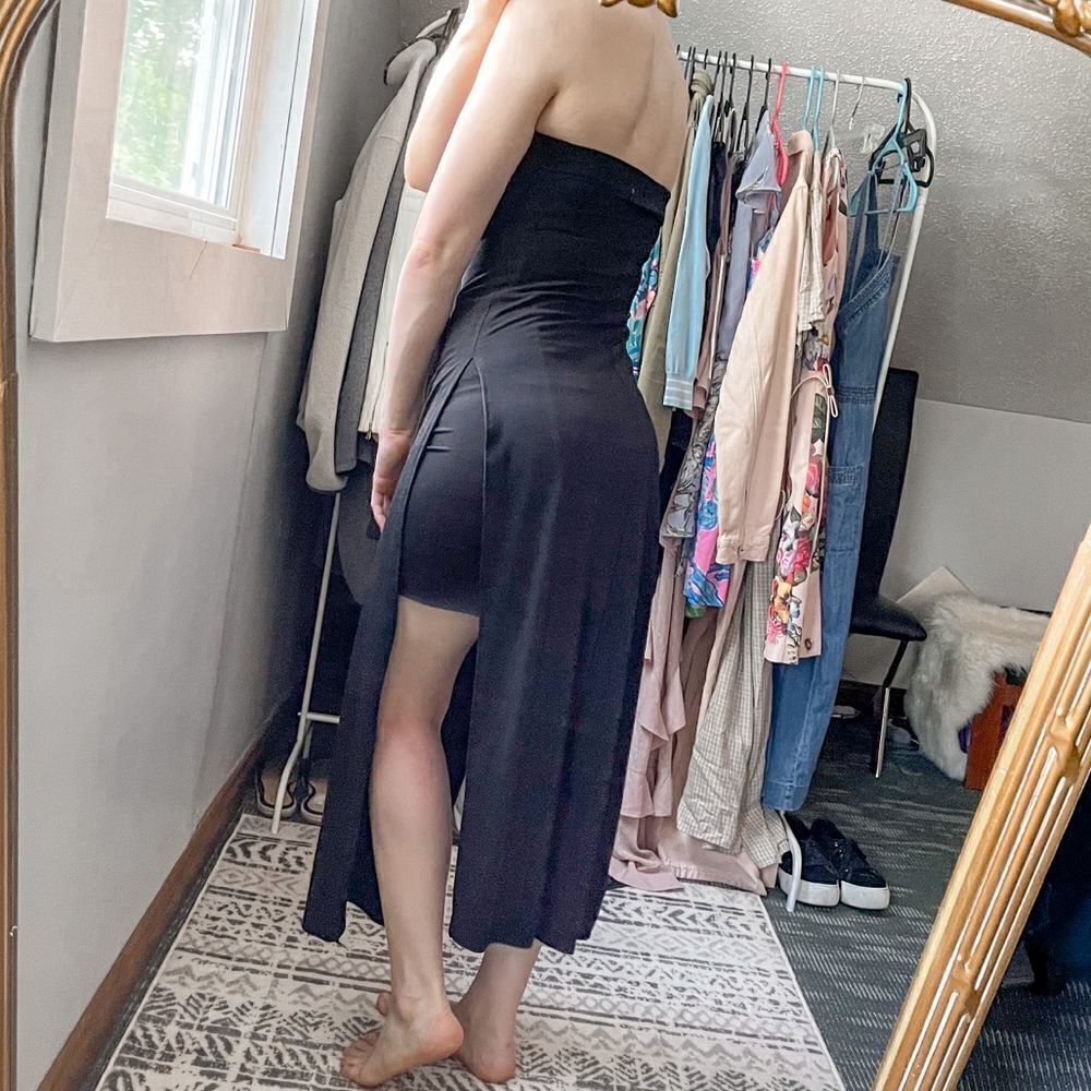 Zara W&B Collection Strapless Midi Dress Black S - Picture 3 of 8